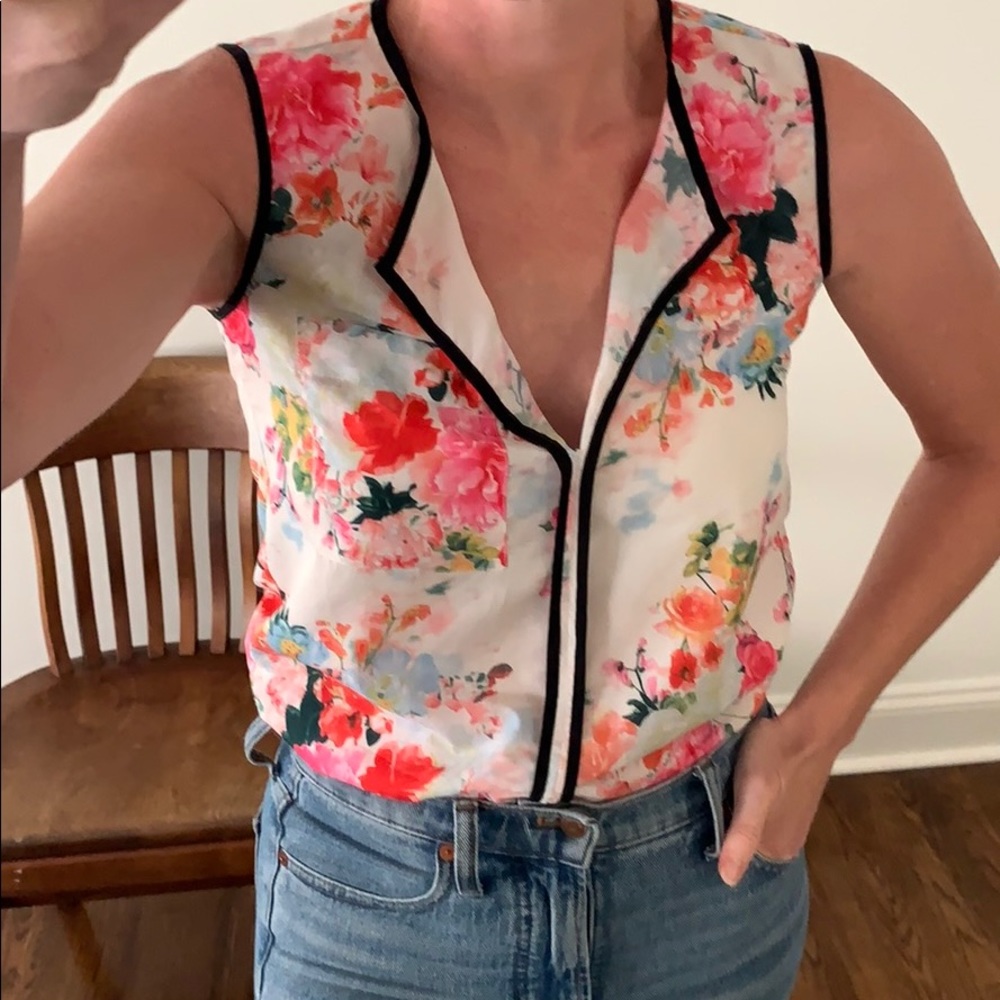 H&M silky floral print sleeveless top